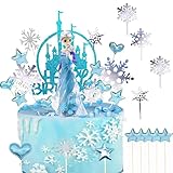 Eiskönigin Figuren Tortendeko, 26 Stück Fro-zen Tortendeko mit El-sa Figur, Schneeflocken Frozen Tortendeko, Eiskönigin Tortendeko, Elsa Tortendeko, Cupcake Topper für Kinder Geburtstagsdeko