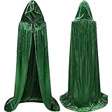 Winwild Grüner Samt Umhang mit Kapuze,190CM Samt Cape Halloween Kostüm Damen Erwachsener für Karneval Halloween Cosplay Kostüm(XXL,Grün)