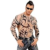 NET TOYS Tattoo Shirt Tribal Sleeves Fasching Kostüm Oberteil Karneval Faschingsoberteil Karnevalsoberteil