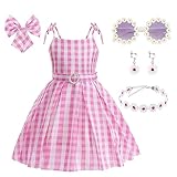 GMEDJVE Mädchen Rosa Kostüm Anziehen,Film Heroine Cosplay Rosa Herz Kleid Kinder Outfits Geburtstag Bühne Party 4-13Y