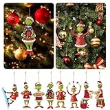 8 Pcs hängende Ornament, Weihnachtsbaumschmuck Anhänger, Zuhause, Automobil, Party Christmas Decorations (Green 01)