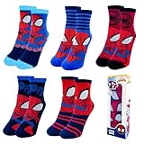 Marvel Spidey Socken für Jungen, 5er-Pack Klassische Spider-Man-Socken, Größe EU 27/30