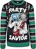 Urban Classics Unisex TB3837-Savior Christmas Sweater Sweatshirts, Black/x-masgreen, L