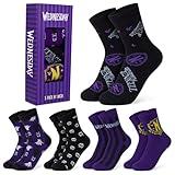 Wednesday Socken Kinder Mädchen 5er-Pack Bunte Socken Mädchen Größen 30-40, 6-13 Jahren- Geschenke für Mädchen (Lila/Schwarz, 10-13 Jahre, 35-40 EU)