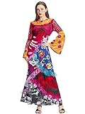 IKALI Damen Halloween Kostüm Tag der Toten, Dia de los Muertos Kleid, Kostüm Braut la Catrina, Skelett Kostüm für Frauen M