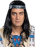 Winnetou-Perücke für Erwachsene Kostümzubehör schwarz-blau - Schwarz