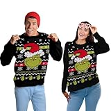 United Labels Grinch Weihnachtspullover Unisex, Schwarz, M, Winter Strickpullover, Pullover für Herren und Damen