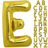 TONIFUL 40 Zoll große Goldfarbene E Buchstabe Ballons Jumbo Helium Ballons, Folie Mylar Big Alphabet Ballons für Geburtstagsfeier Jubiläum Valentinstag Zubehör Dekorationen