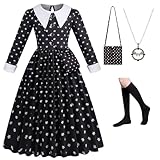 NuGeriAZ Wednesday Kostüm Kinder Wednesday Kleid Wednesday Kostüm Mädchen Wednesday Kostüm Halloween Weihnachten Karneval Schwarzer Freitag