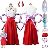 Rcrllya Anime Einteiler Yamato Cosplay Kostüm Outfit Wano Country Kinono Hejavascript: Adresse Perücke Vollsatz Halloween Party Karneval Uniform Ankleide Anzug (Kostüm +Perücke,L)