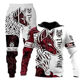 LEXAHO Unisex 3D Wolf Druck Hoodie Herren Jogginganzug Unisex Sweatshirts Hoody + Hose Sets S-6XL (Hoodie1,M)