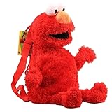 FAKKA Plüsch Rucksack Sesam Stret Schultasche Cartoon Elmo Krümelmonster Big Bird Gefüllter Rucksack 46 cm 18 Zoll，rot
