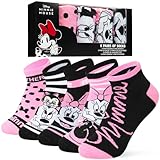 Disney Socken Damen, Ankle Socks im 5er-Pack, Weich & Atmungsaktiv - Geschenke für Frauen (Rosa/Schwarz Minnie)