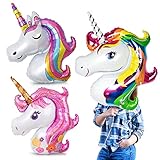 3 Stück Einhorn Folienballon, Giant Aluminiumfolie Einhorn Luftballons, XXL Unicorn Ballon Set, Unicorn Heliumballon Riesenballon Geschenke für Hochzeiten Geburtstag Abschluss Baby Braut Dekorationen