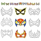 Hifot Superhelden Masken Kinder zum Ausmalen, Superhelden Masken zum Bemalen Kinder, Superhelden Party Cosplay Maske für Junge Spiele Bastelset Kindergeburtstag und Karneval Junge 9 Stück (kein Loch)