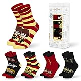 Harry Potter Socken Damen, 5er Pack Lustige Socken für Damen, Hogwarts Socken mit Motiv