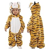 Doladola Baby Strampler mit Kapuze Unisex baby onesie Cartoon Tier Overall Schlafanzüge (24-30 Monate, Tiger)
