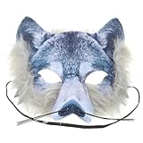 Toyvian 3D Wolf Maske Halloween Wolfsmaske Halbes Gesicht Wolfskopfmaske Realistische Gruselige 3D Tierkopfmasken für Kinder Erwachsene Karnevalsparty Kostüm Maskerade Silber