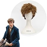 Anime Fantastische Tiere und Wo Sie zu Finden Newt Scamander Braune Lockige Cosplay Perücke Newt perücke Hitze Beständig Anime Perücken