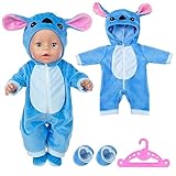 Baby Kleidung für 14-17 Zoll Baby Puppen, Puppenkleidung mit Aufhänger Socken, Blaue Puppenkleidung für 35-45 cm Neugeborene Baby Puppen Mädchen Ostern Geburtstag