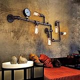 Retro Industrial Wandleuchte Nostalgie Vintage Wandlampe Wasserrohr Lampe E27*5 Metallschmiedeeisen Gauge Metall Bar Restaurant Cafe Schlafzimmer Hängeleuchte Studie Wandbeleuchtung Kronleuchter