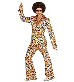 shoperama 70er Jahre Retro Herren Anzug Bubbles Disco Herren-Kostüm Jackett Hose Siebziger Schlager Festival, Größe:XL