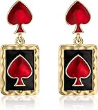 Spielkarten Ohrringe Damen, Queen of Hearts Accessoires Poker Ohrringe Valentinstag Schmuckgeschenk Ohrringe Spielkarten Kartenspiel Kostüm Accessoires Damen (D)