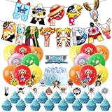 Geburtstag Dekorationen Set 34 pcs,Luftballons, Geburtstag Banner, Kuchen Dekoration,Latex Ballon, Cupcake Toppers, Partyzubehör für Kindergeburtstage