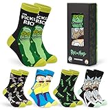 Rick and Morty Herren Socken, 5er-Pack Lustige Socken – Geschenke für Männer (Grün/Schwarz)