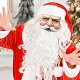 TEWWCEO Weihnachtsmann Maske - Nikolausmaske mit Rauschebart+Perücke+ Augenbrauen + Mütze Weihnachtsmannmaske Nikolaus Maske Weihnachtsmaske Santa Claus Karnevalsmaske Kostüm für Weihnachten Cosplay
