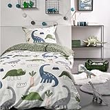 Familando Bettwäsche Set für Jungen und Mädchen 135x200 80x80 cm · Süße Kinderbettwäsche aus 100% Baumwolle · Bettwäsche mit Reißverschluss in verschiedenen Motiven (Dino, 135x200 80x80 cm)