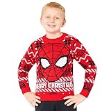 Marvel Spiderman Pullover Jungen, Weihnachtspullover Kinder - Geschenkidee für Kinder (Rot, 5-6 Jahre)