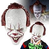 DVDGSC Horror Clown Pennywise Maske: Realistische Halloween Party Latex Gruselige Maske für Kinder Erwachsene Cosplay Kostüm Gruselige Joker Maske Gruseldekoration Requisiten