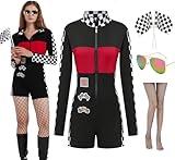 ZeroShop Sexy Halloween-Kostüm für Damen, Rennfahrer-Kostüm, Talladega-Nacht-Outfits, Schwarz, Small
