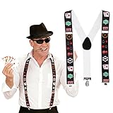 NET TOYS Poker Spieler Hosenträger Casino Hosenhalter Blackjack Suspenders Las Vegas Braces Herren Y-Form Zocker Hosen Träger Karten Spielkarten Kostüm