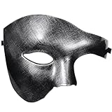 JewelryWe Maskerade Maske Halbgesichtsmaske Herren: Silbergrau Phantom der Oper Venezianische Masken Halbmaske Männer Retro Augenmaske Gesichtsmaske für Karneval Halloween Kostüm Cosplay Party