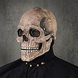 PARTYGEARS Gruselige Halloween-Totenkopf-Maske, Realistisches Design mit beweglichem Kiefer, für Erwachsene und Kinder, Cosplay und Party-Maske