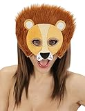 W WIDMANN MILANO Party Fashion - Augenmaske, Maske für Erwachsene, aus Plüsch, Tiermaske, Party Animal