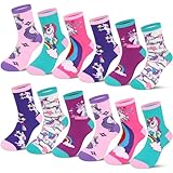 L&K-II 12er Kinder Mädchen Socken aus Baumwolle Kleinkind Einhorn-Muster Kids Sneakersocken mehrfarbig bunt Herbst Winter 2883 Größe 23-26