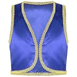 Agoky Jungen Festliche Weste Arabischer Prinz Orient Sultan Gilet Ärmellos Open Front Jacke Flaschengeist Halloween Cosplay Outfits Blau 134-140