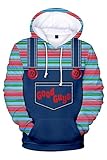 Chucky Hoodie Jacken Herren Kostüm Halloween Cosplay Pullover Shirt Sweatshirt, Bunt, X-Large