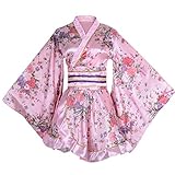 Kimono Bademantel Kostüm Japanisches Traditionelles Cosplay Damen Sexy Sakura Muster Rosa, Pink, Groß