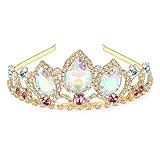 hengkaixuan Pretty Rapunzel Tiara Aurora Borealis Stein Sparkly Gold Tiara Prinzessin Krone Tangled Kostüm Süßes Geschenk für Mädchen