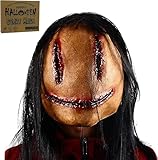 SelfTek Gruselige Halloween Maske mit Haaren für Erwachsene, Horror Teufelsmaske, Weibliche Geistermaske, Latex, Atmungsaktiv, Realistische Grusel maske für Halloween