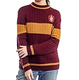 Harry Potter Gryffindor Quidditch Pullover: Hogwarts House Gryffindor Quidditch Uniform Replik Rippstich Strickpullover Rundhals Pullover für Damen und Herren, Rot, Gold, M