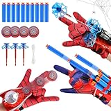 3 Set Spiderm Launcher Handschuh,Spiderm Handschuhe,Super Spiderm Launcher,Kids Spiderm Hero Handschuhe mit Saugnapf-Darts und Frisbee,Spiderm netzwerfer,Spiderm Hero Handschuhe,Geschenk für Kinder(B)