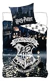 Harry Potter Wendebettwäsche Hogwarts, Glow in The Dark, 2-teilig, 135 x 200 cm, 80 x 80 cm, 100% Baumwolle