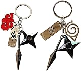 NA 2 Stück Naruto Schlüsselanhänger, Zhaiteng- Akatsuki Red Cloud Anhänger, Konoha Logo Rebellion Schlüsselanhänger, Naruto Schlüsselanhänger Anime Schlüsselanhänger Leaf Village für Naruto Fans