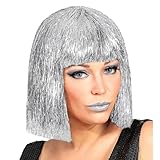 Widmann 01507 - Perücke Glitzy Vegas, Silber, Karneval, Mottoparty