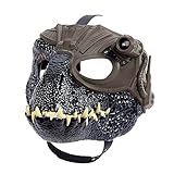 Mattel Jurassic World Indoraptor Dinosauriermaske mit Tracking-Ausrüstung, Licht und Geräuschen für Kostümrollenspiele HPH28, Grünlich-grau